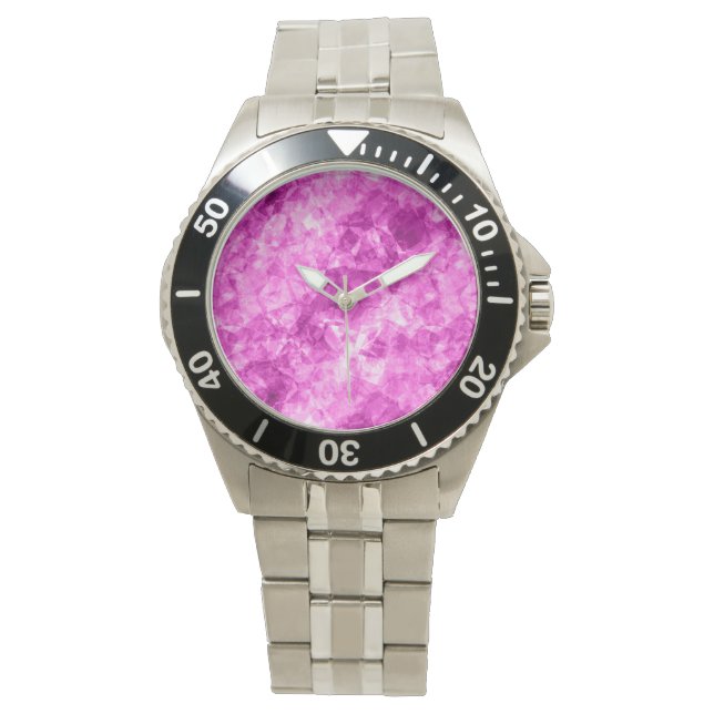 Reloj De Pulsera Textura cruzada rosa (Anverso)