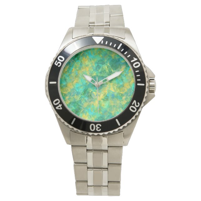 Reloj De Pulsera Textura cruzada verde esmeralda (Anverso)