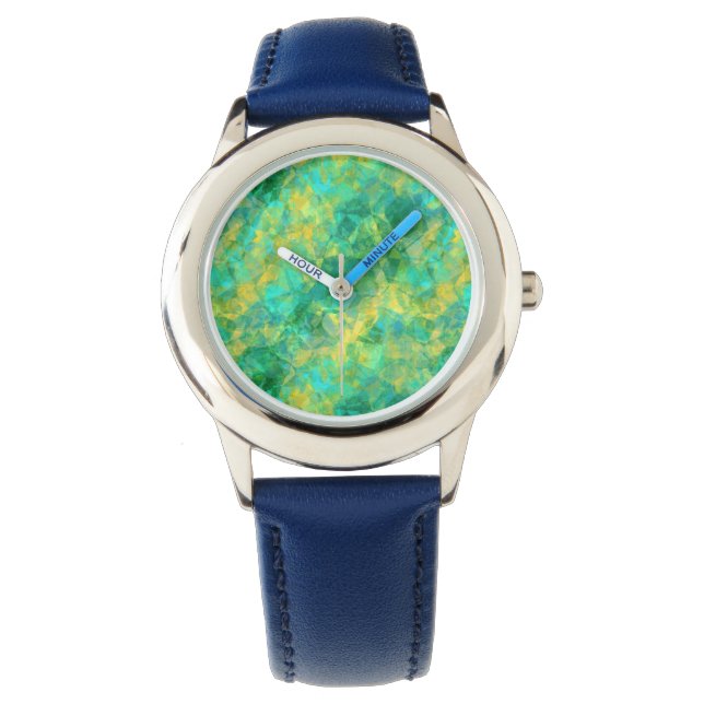 Reloj De Pulsera Textura cruzada verde esmeralda (Anverso)