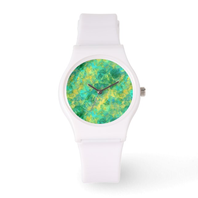 Reloj De Pulsera Textura cruzada verde esmeralda (Anverso)