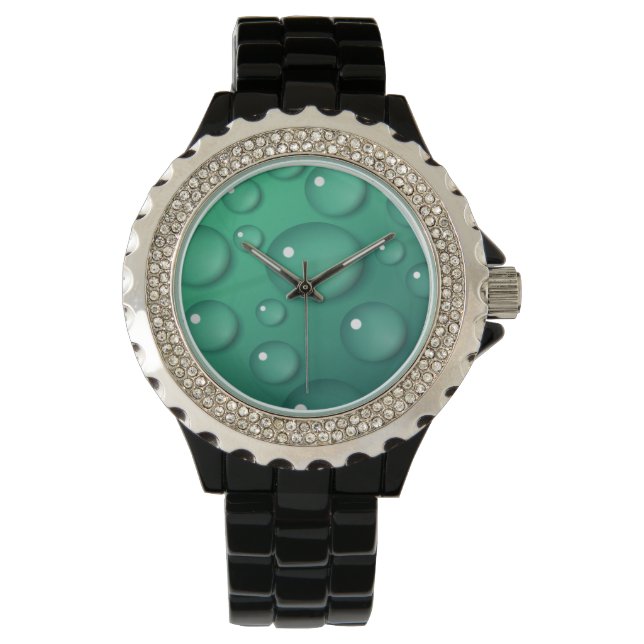 Reloj De Pulsera Textura de caída de agua verde azulada (Anverso)