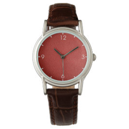 Reloj De Pulsera Textura de cuero rojo