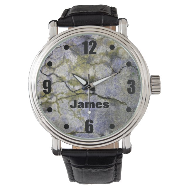 Reloj De Pulsera Textura de la naturaleza Piedra de Mossy con nombr (Anverso)