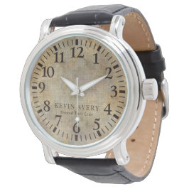 Reloj De Pulsera Textura de línea rústica beige