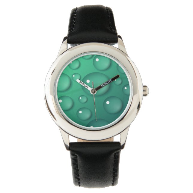 Reloj De Pulsera Textura de lluvia verde azulada (Anverso)