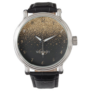 Reloj De Pulsera Textura de lujo elegante brillo destelleante dorad