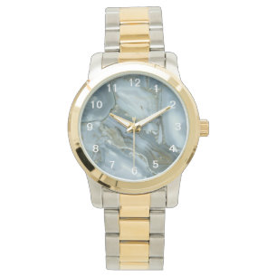 Reloj De Pulsera Textura de Mármol Azul Verde Turquesa Arañada