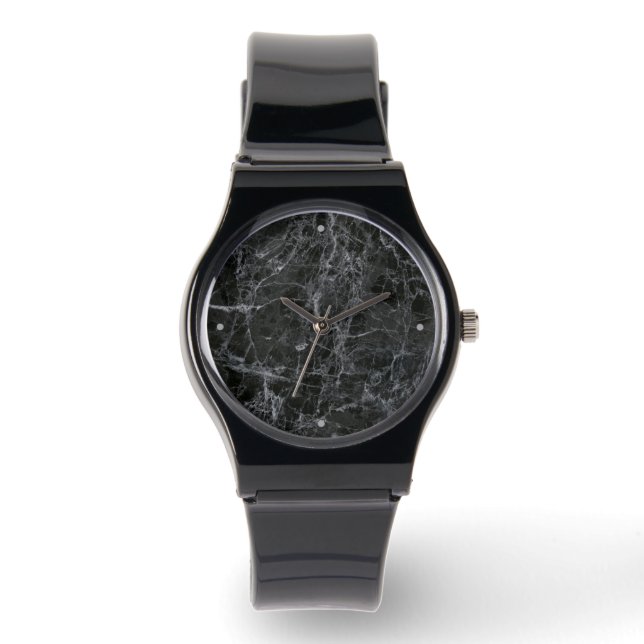 Reloj De Pulsera Textura de mármol negro (Anverso)