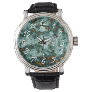 Reloj De Pulsera Textura de mármol verde con las venas