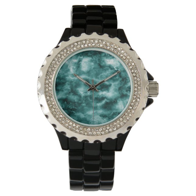Reloj De Pulsera Textura de mármol verde oscuro (Anverso)