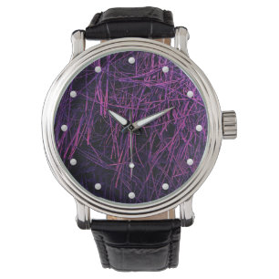 Reloj De Pulsera Textura de neón púrpura del extracto de la paja