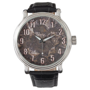 Reloj De Pulsera Textura de piedra natural con números de bronce