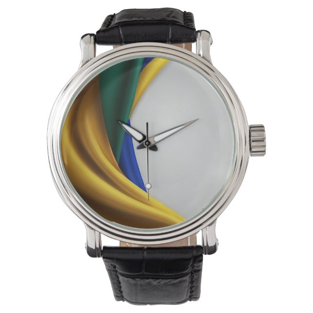Reloj De Pulsera Textura de seda de la bandera de Brasil (Anverso)