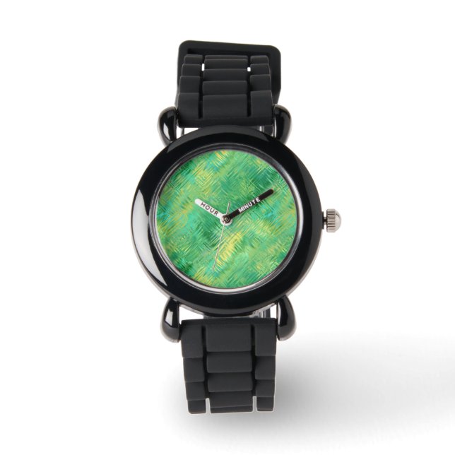 Reloj De Pulsera Textura de vidrio verde esmeralda (Anverso)