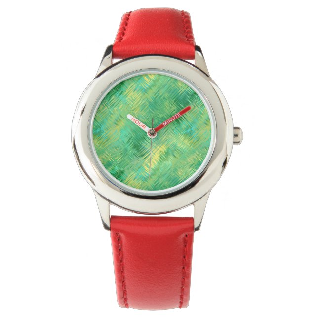 Reloj De Pulsera Textura de vidrio verde esmeralda (Anverso)