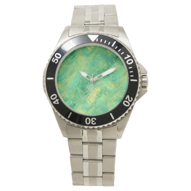Reloj De Pulsera Textura de vidrio verde esmeralda (Anverso)