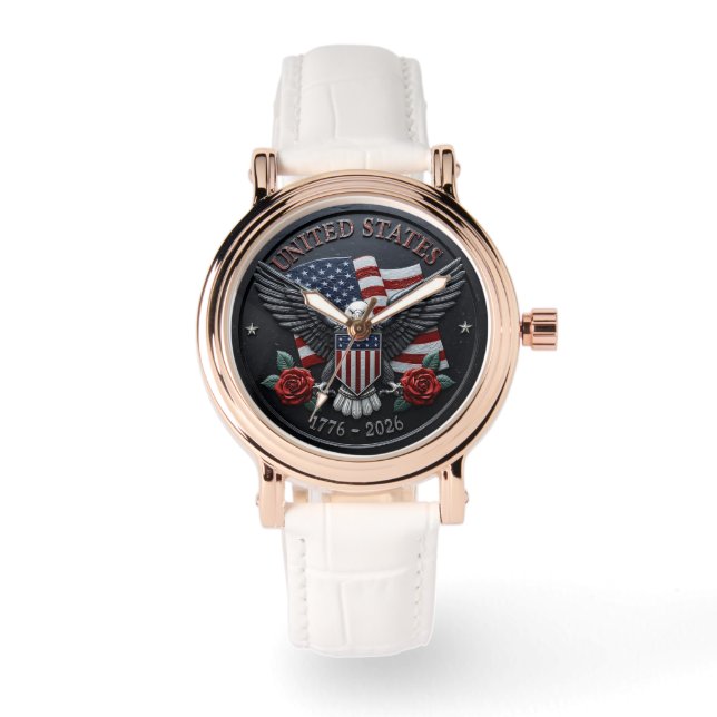 Reloj De Pulsera Textura metálica roja y azul Semiquincentenario de (Anverso)