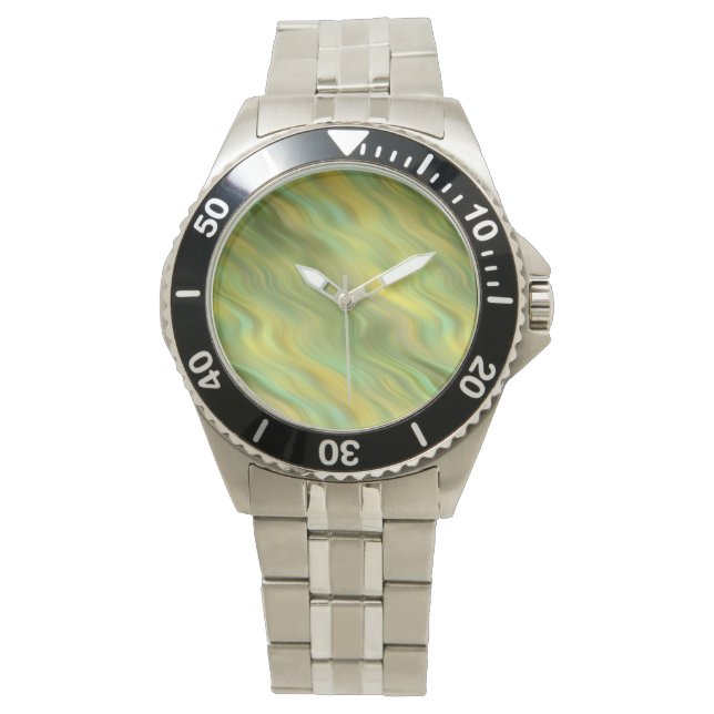 Reloj De Pulsera Textura ondulada amarillo giratoria (Anverso)