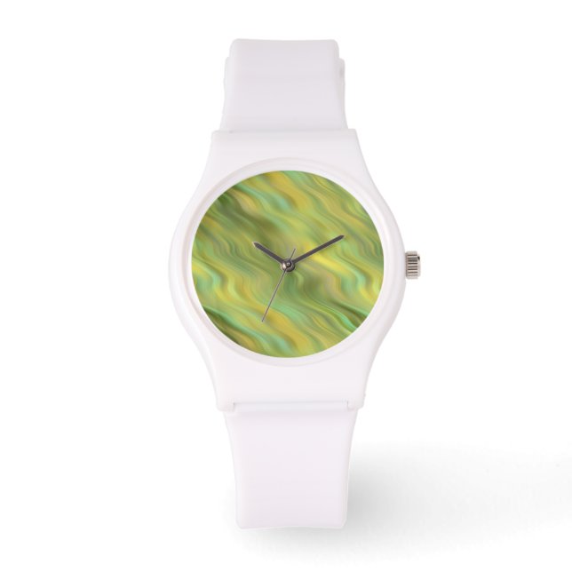 Reloj De Pulsera Textura ondulada amarillo giratoria (Anverso)