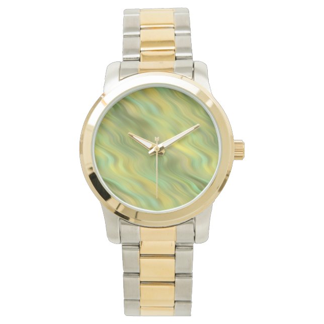 Reloj De Pulsera Textura ondulada amarillo giratoria (Anverso)
