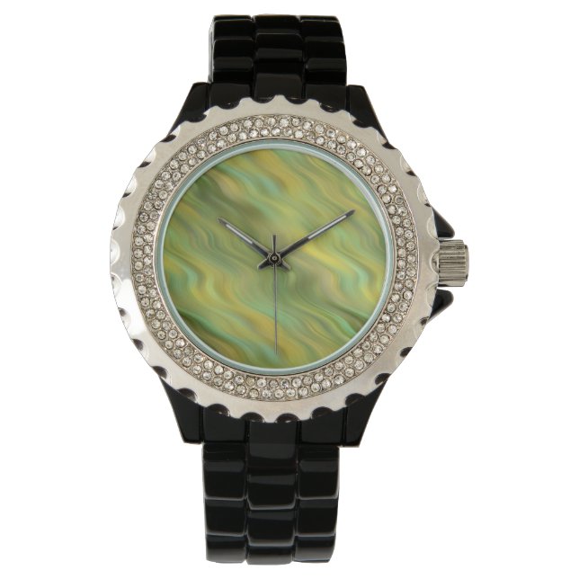 Reloj De Pulsera Textura ondulada amarillo giratoria (Anverso)