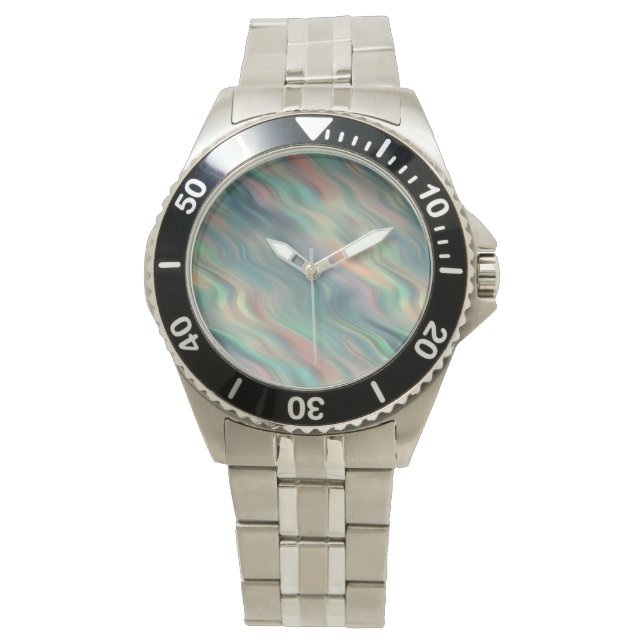 Reloj De Pulsera Textura ondulada azul Iris (Anverso)