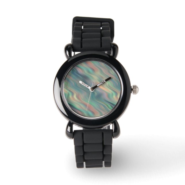 Reloj De Pulsera Textura ondulada azul Iris (Anverso)