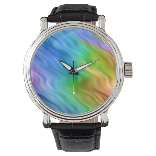 Reloj De Pulsera Textura ondulada azul Pansy (Anverso)