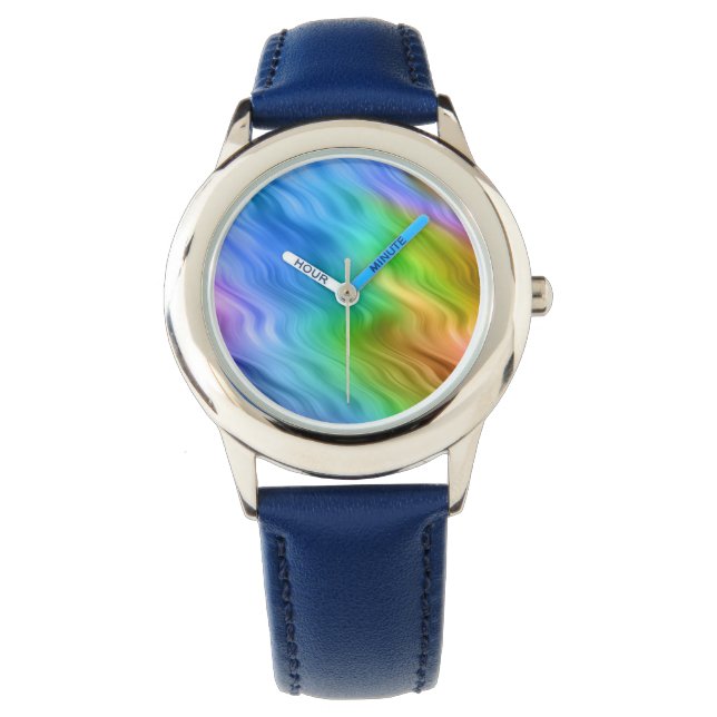 Reloj De Pulsera Textura ondulada azul Pansy (Anverso)