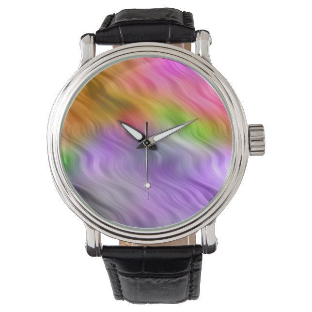 Reloj De Pulsera Textura ondulada con orquídea púrpura (Anverso)