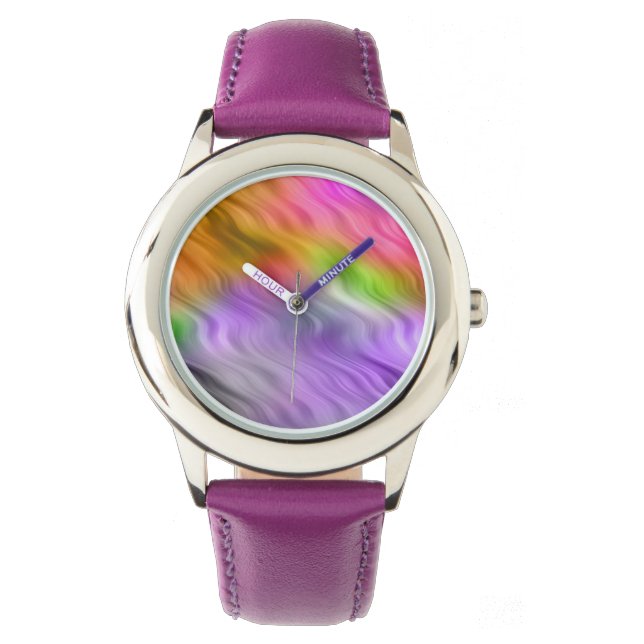 Reloj De Pulsera Textura ondulada con orquídea púrpura (Anverso)