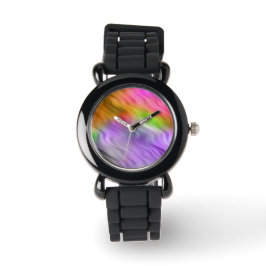 Reloj De Pulsera Textura ondulada con orquídea púrpura