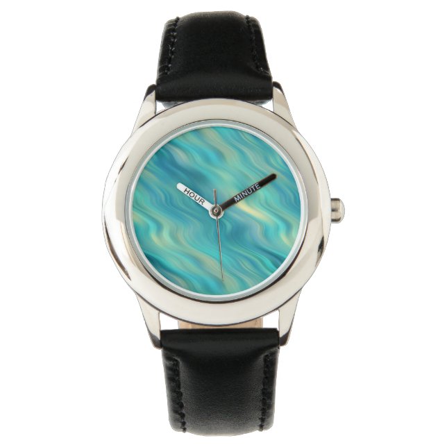 Reloj De Pulsera Textura ondulada de hidrangea azul (Anverso)
