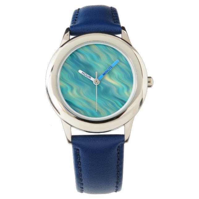 Reloj De Pulsera Textura ondulada de hidrangea azul (Anverso)