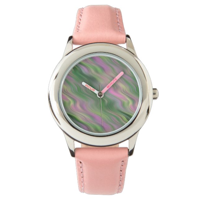 Reloj De Pulsera Textura ondulada de tulipán rosado (Anverso)