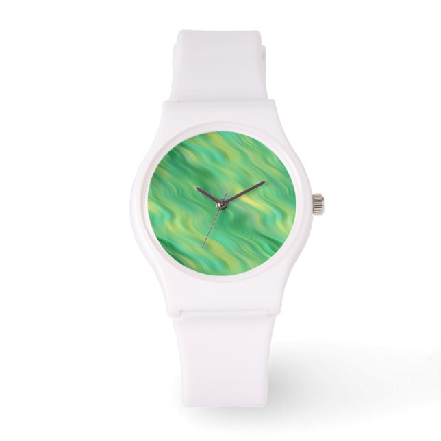 Reloj De Pulsera Textura ondulada verde pino (Anverso)