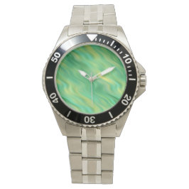 Reloj De Pulsera Textura ondulada verde pino
