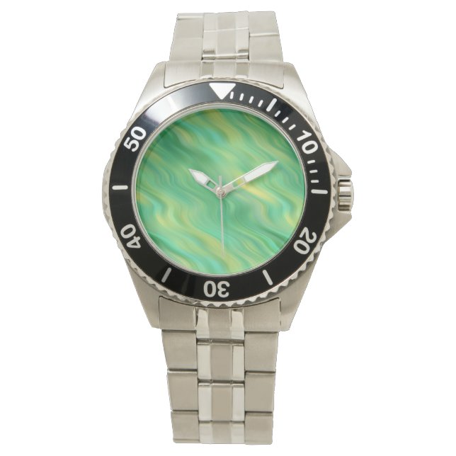 Reloj De Pulsera Textura ondulada verde pino (Anverso)