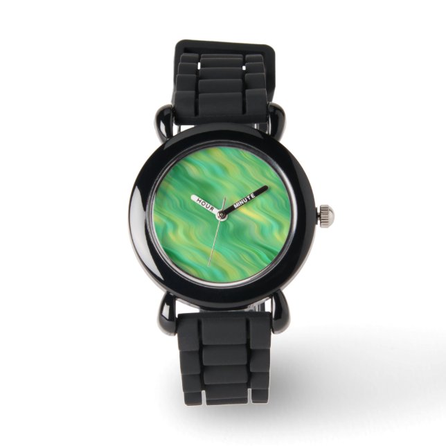 Reloj De Pulsera Textura ondulada verde pino (Anverso)