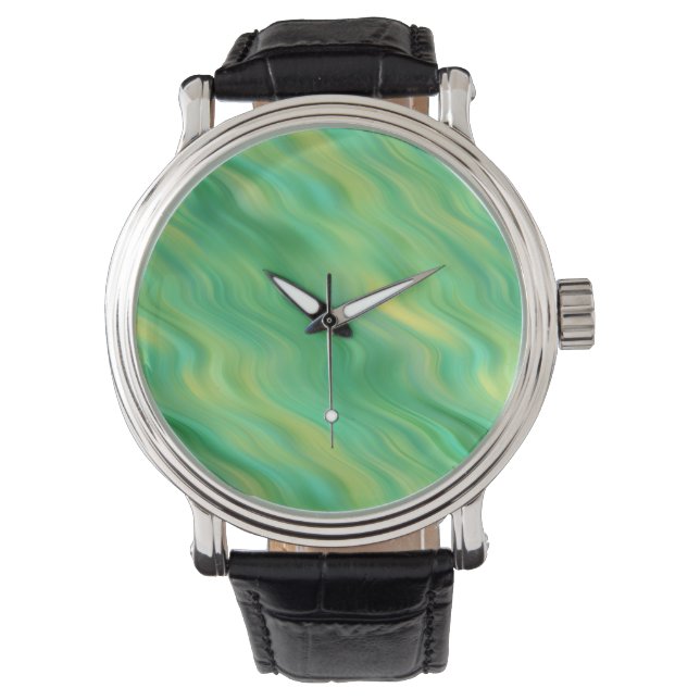 Reloj De Pulsera Textura ondulada verde pino (Anverso)