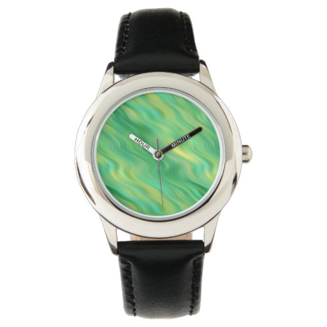 Reloj De Pulsera Textura ondulada verde pino (Anverso)