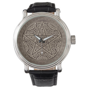 Reloj De Pulsera Textura Pentagram de madera adornada