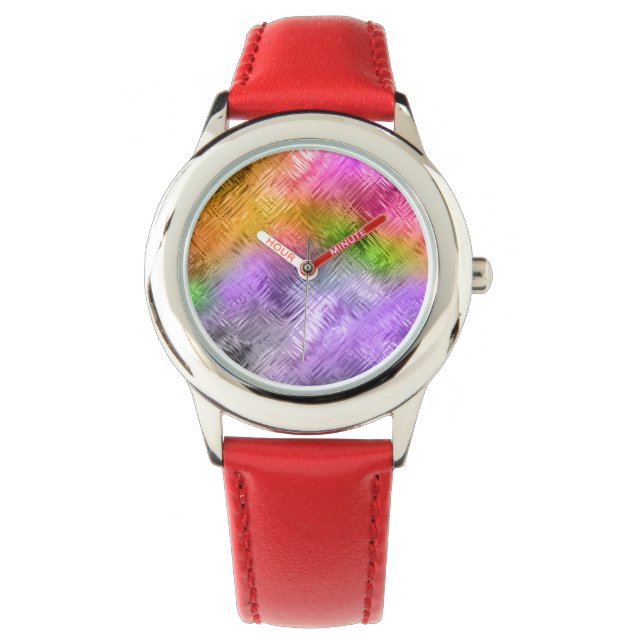 Reloj De Pulsera Textura púrpura brillante asimétrica (Anverso)