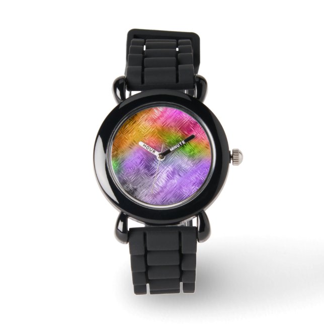 Reloj De Pulsera Textura púrpura brillante asimétrica (Anverso)