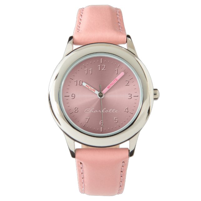 Reloj De Pulsera Textura radial metálica Rosa personalizada (Anverso)