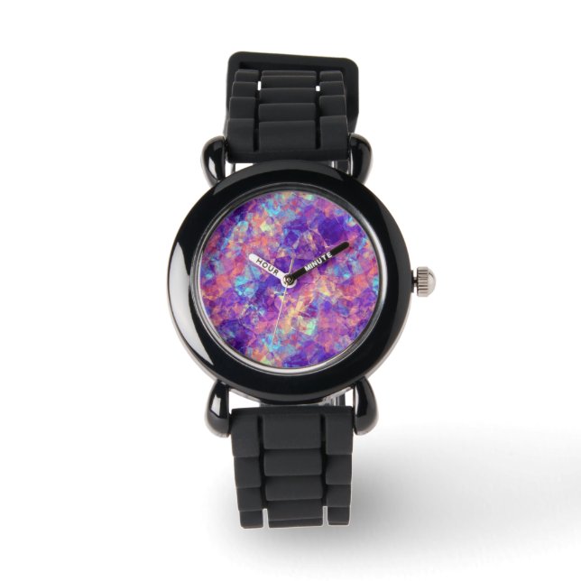 Reloj De Pulsera Textura Violeta Cruzada (Anverso)