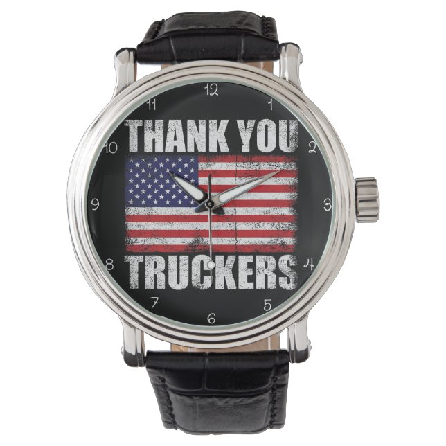 Reloj De Pulsera Thank You Truckers American Flag (Anverso)