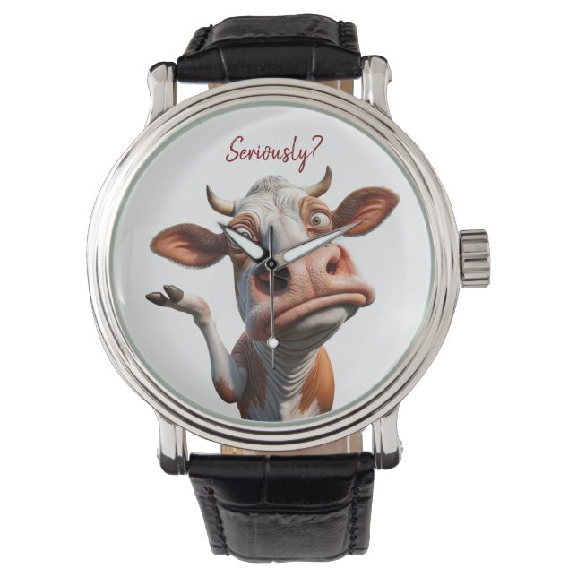Reloj De Pulsera The Silly Cow - "¿En serio?" Diseño de comillas di (Anverso)