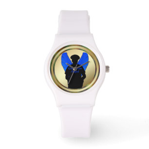 Reloj De Pulsera Thin Blue Line Gold Coin Guardian Angel