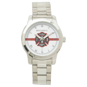 Reloj De Pulsera Thin Red Line Personalizada Fire Rescue Themed